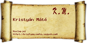 Kristyán Máté névjegykártya