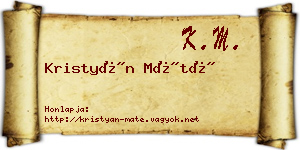 Kristyán Máté névjegykártya